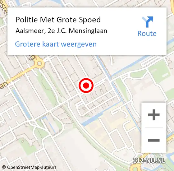 Locatie op kaart van de 112 melding: Politie Met Grote Spoed Naar Aalsmeer, 2e J.C. Mensinglaan op 4 juni 2023 17:07