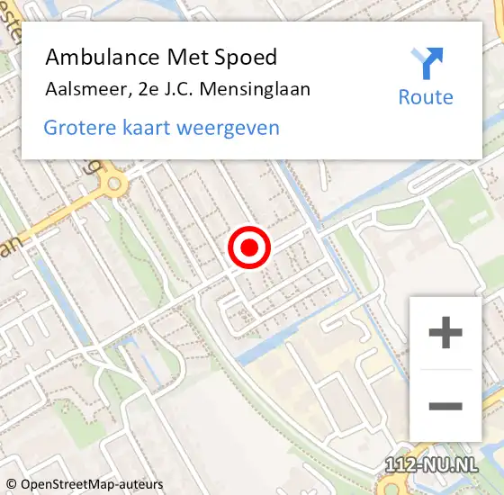 Locatie op kaart van de 112 melding: Ambulance Met Spoed Naar Aalsmeer, 2e J.C. Mensinglaan op 4 juni 2023 17:08