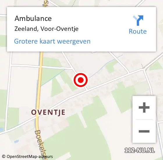 Locatie op kaart van de 112 melding: Ambulance Zeeland, Voor-Oventje op 27 augustus 2014 19:02