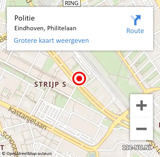 Locatie op kaart van de 112 melding: Politie Eindhoven, Philitelaan op 4 juni 2023 17:26