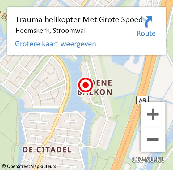 Locatie op kaart van de 112 melding: Trauma helikopter Met Grote Spoed Naar Heemskerk, Stroomwal op 4 juni 2023 17:34