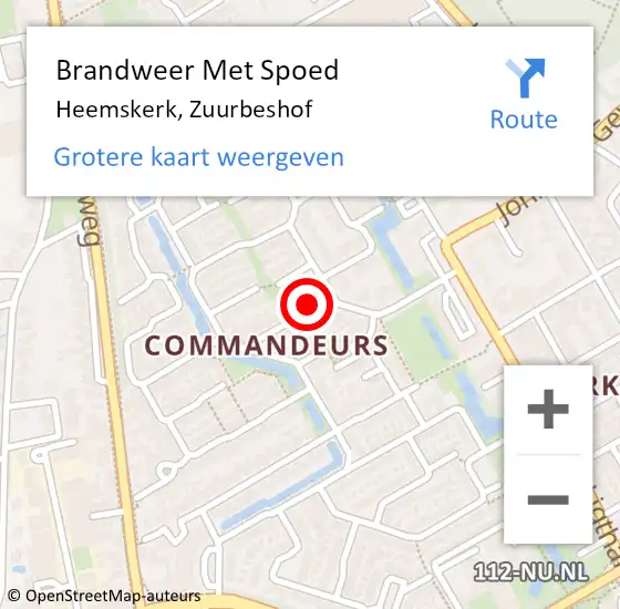 Locatie op kaart van de 112 melding: Brandweer Met Spoed Naar Heemskerk, Zuurbeshof op 4 juni 2023 17:37