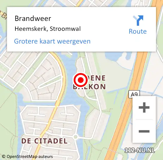 Locatie op kaart van de 112 melding: Brandweer Heemskerk, Stroomwal op 4 juni 2023 17:37