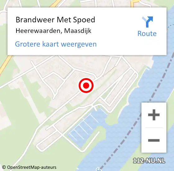 Locatie op kaart van de 112 melding: Brandweer Met Spoed Naar Heerewaarden, Maasdijk op 4 juni 2023 17:44