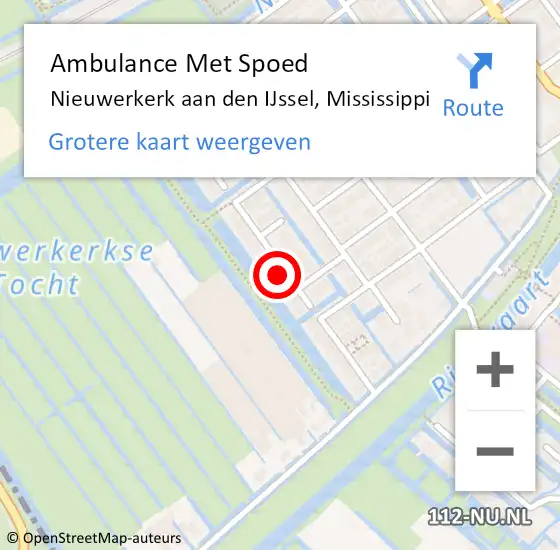 Locatie op kaart van de 112 melding: Ambulance Met Spoed Naar Nieuwerkerk aan den IJssel, Mississippi op 4 juni 2023 17:47