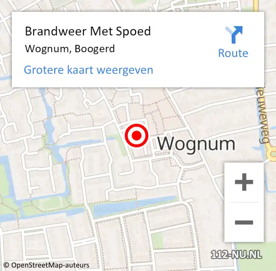 Locatie op kaart van de 112 melding: Brandweer Met Spoed Naar Wognum, Boogerd op 4 juni 2023 18:01