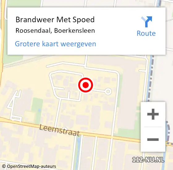 Locatie op kaart van de 112 melding: Brandweer Met Spoed Naar Roosendaal, Boerkensleen op 4 juni 2023 18:20