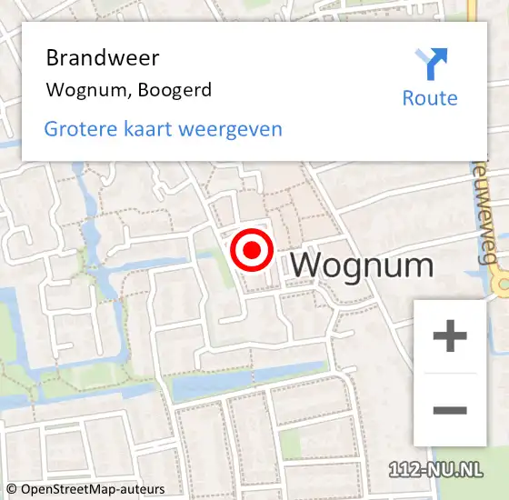 Locatie op kaart van de 112 melding: Brandweer Wognum, Boogerd op 4 juni 2023 18:22