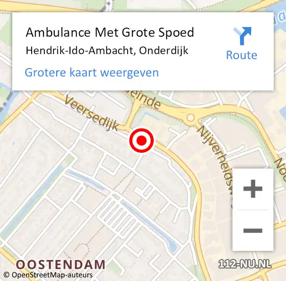 Locatie op kaart van de 112 melding: Ambulance Met Grote Spoed Naar Hendrik-Ido-Ambacht, Onderdijk op 4 juni 2023 18:33