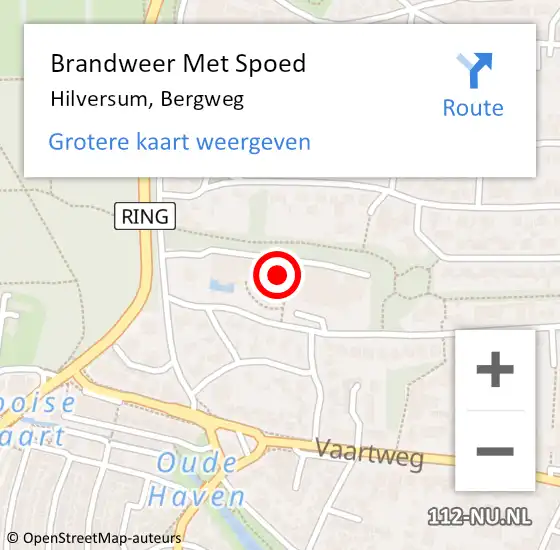 Locatie op kaart van de 112 melding: Brandweer Met Spoed Naar Hilversum, Bergweg op 4 juni 2023 18:53