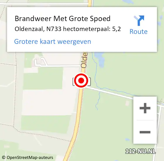 Locatie op kaart van de 112 melding: Brandweer Met Grote Spoed Naar Oldenzaal, N733 hectometerpaal: 5,2 op 4 juni 2023 18:54