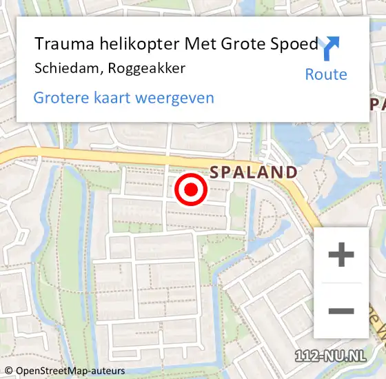 Locatie op kaart van de 112 melding: Trauma helikopter Met Grote Spoed Naar Schiedam, Roggeakker op 4 juni 2023 19:15