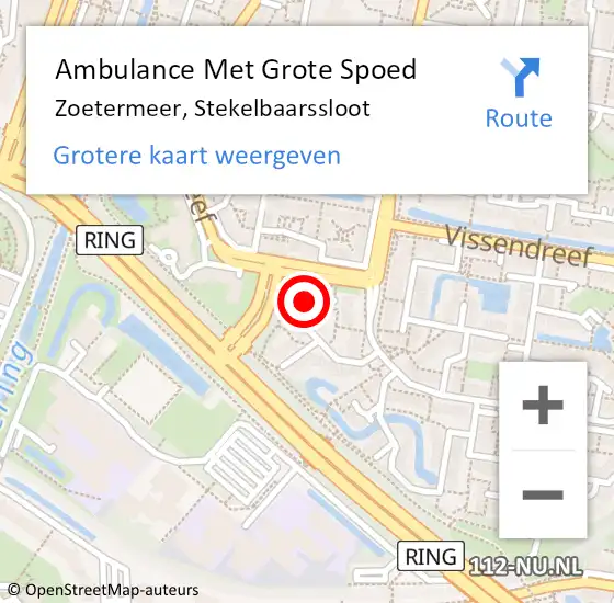 Locatie op kaart van de 112 melding: Ambulance Met Grote Spoed Naar Zoetermeer, Stekelbaarssloot op 4 juni 2023 19:33