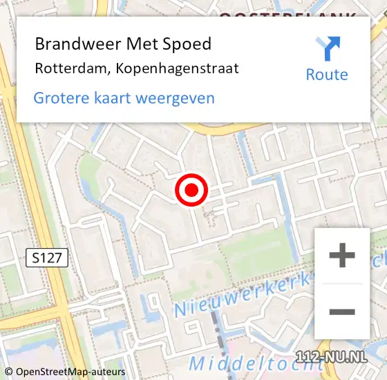 Locatie op kaart van de 112 melding: Brandweer Met Spoed Naar Rotterdam, Kopenhagenstraat op 4 juni 2023 19:58