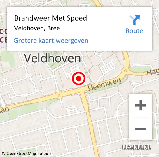 Locatie op kaart van de 112 melding: Brandweer Met Spoed Naar Veldhoven, Bree op 4 juni 2023 20:02