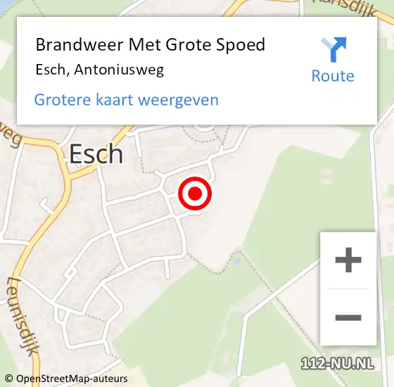 Locatie op kaart van de 112 melding: Brandweer Met Grote Spoed Naar Esch, Antoniusweg op 4 juni 2023 20:05