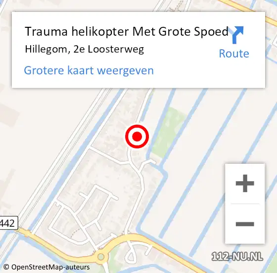 Locatie op kaart van de 112 melding: Trauma helikopter Met Grote Spoed Naar Hillegom, 2e Loosterweg op 4 juni 2023 20:20