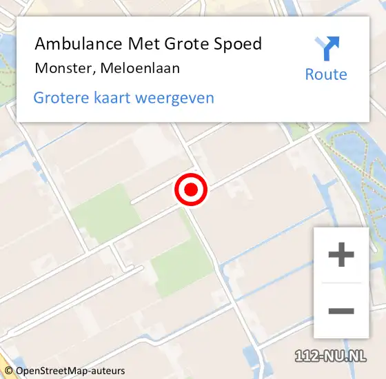 Locatie op kaart van de 112 melding: Ambulance Met Grote Spoed Naar Monster, Meloenlaan op 4 juni 2023 20:24