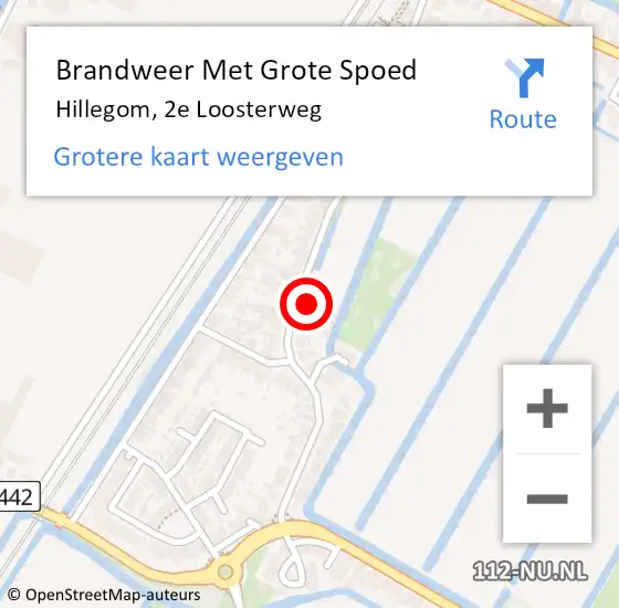 Locatie op kaart van de 112 melding: Brandweer Met Grote Spoed Naar Hillegom, 2e Loosterweg op 4 juni 2023 20:30