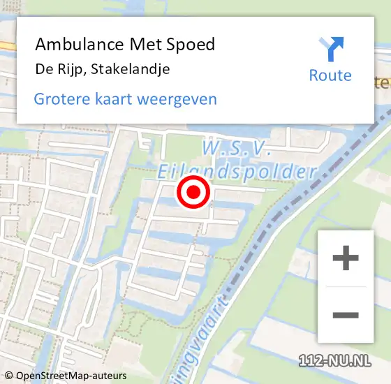 Locatie op kaart van de 112 melding: Ambulance Met Spoed Naar De Rijp, Stakelandje op 4 juni 2023 21:12