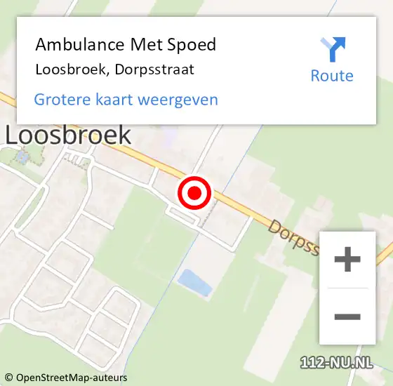 Locatie op kaart van de 112 melding: Ambulance Met Spoed Naar Loosbroek, Dorpsstraat op 27 augustus 2014 19:27