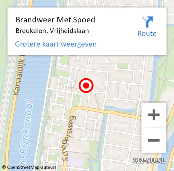 Locatie op kaart van de 112 melding: Brandweer Met Spoed Naar Breukelen, Vrijheidslaan op 27 augustus 2014 19:28