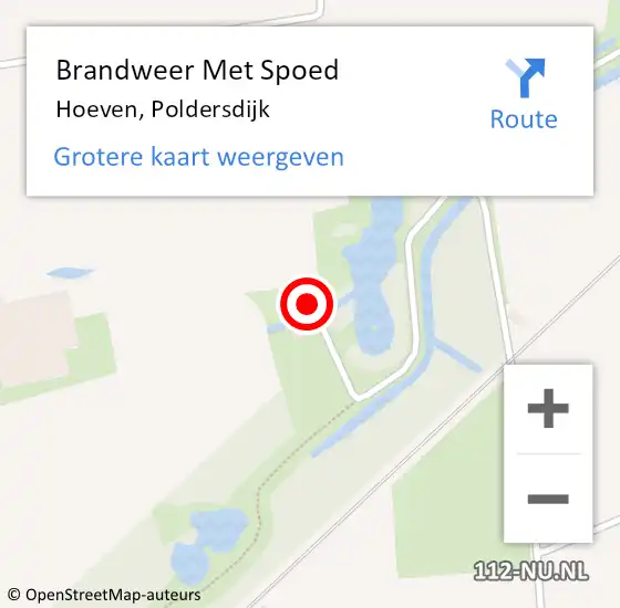 Locatie op kaart van de 112 melding: Brandweer Met Spoed Naar Hoeven, Poldersdijk op 4 juni 2023 21:46