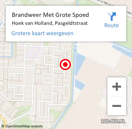 Locatie op kaart van de 112 melding: Brandweer Met Grote Spoed Naar Hoek van Holland, Pasgeldtstraat op 4 juni 2023 21:56