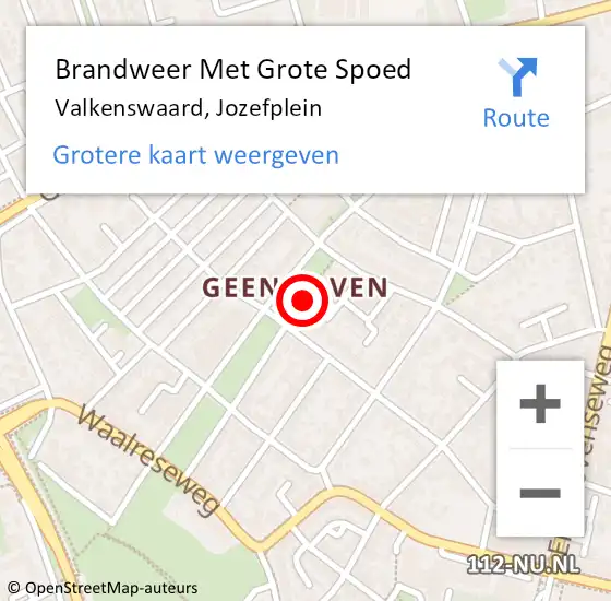 Locatie op kaart van de 112 melding: Brandweer Met Grote Spoed Naar Valkenswaard, Jozefplein op 4 juni 2023 21:59