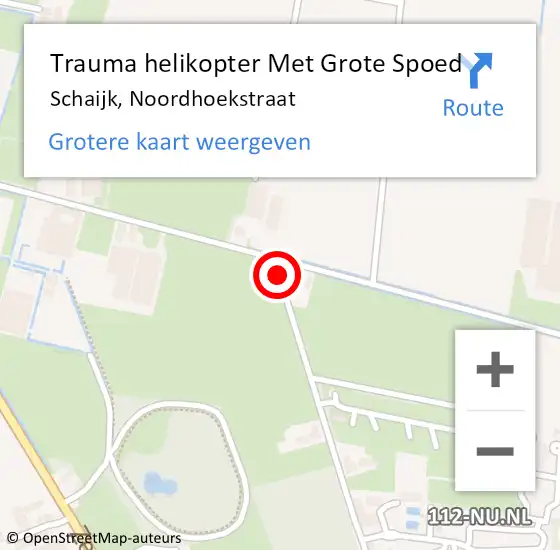 Locatie op kaart van de 112 melding: Trauma helikopter Met Grote Spoed Naar Schaijk, Noordhoekstraat op 4 juni 2023 22:12