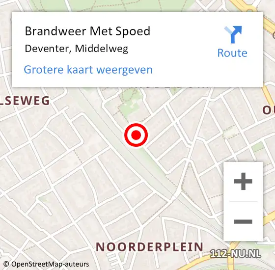 Locatie op kaart van de 112 melding: Brandweer Met Spoed Naar Deventer, Middelweg op 4 juni 2023 22:24