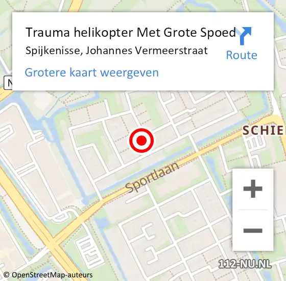 Locatie op kaart van de 112 melding: Trauma helikopter Met Grote Spoed Naar Spijkenisse, Johannes Vermeerstraat op 4 juni 2023 22:33