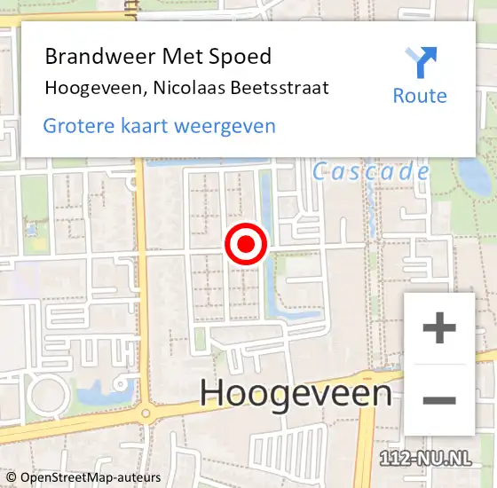 Locatie op kaart van de 112 melding: Brandweer Met Spoed Naar Hoogeveen, Nicolaas Beetsstraat op 4 juni 2023 22:51