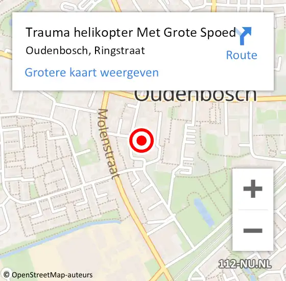 Locatie op kaart van de 112 melding: Trauma helikopter Met Grote Spoed Naar Oudenbosch, Ringstraat op 4 juni 2023 22:53