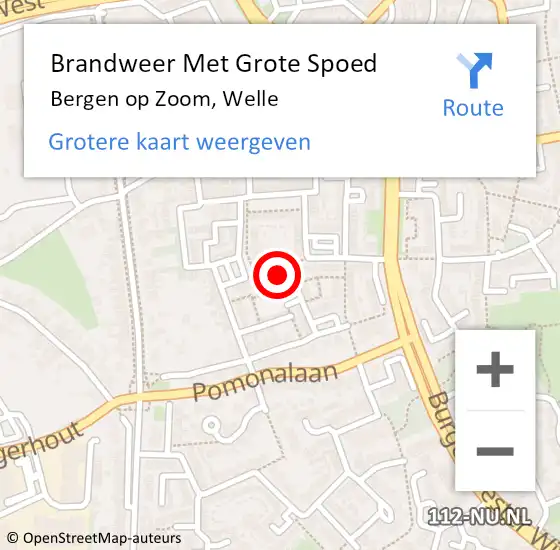 Locatie op kaart van de 112 melding: Brandweer Met Grote Spoed Naar Bergen op Zoom, Welle op 4 juni 2023 23:17