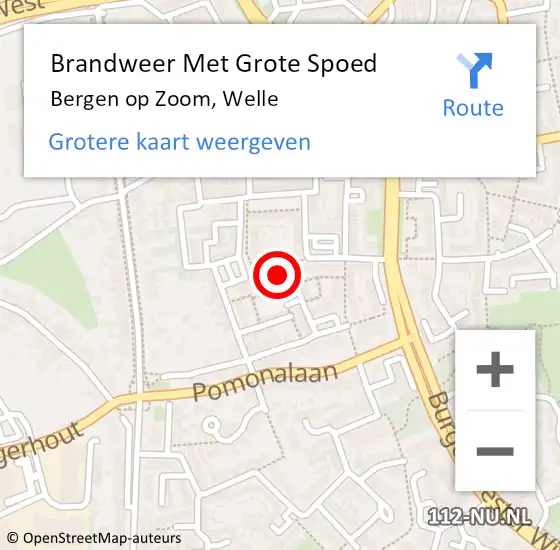 Locatie op kaart van de 112 melding: Brandweer Met Grote Spoed Naar Bergen op Zoom, Welle op 4 juni 2023 23:19