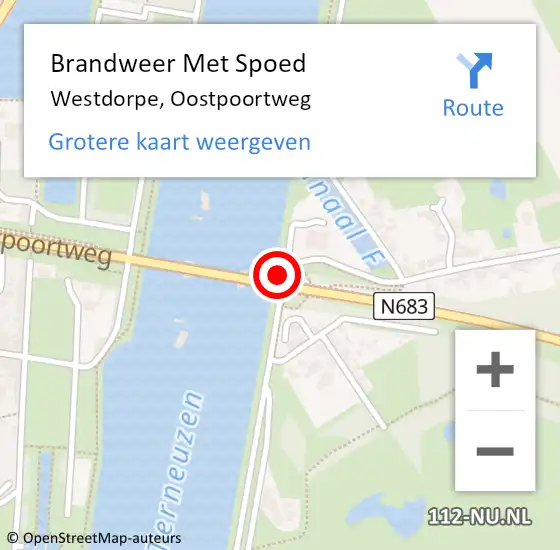 Locatie op kaart van de 112 melding: Brandweer Met Spoed Naar Westdorpe, Oostpoortweg op 4 juni 2023 23:20