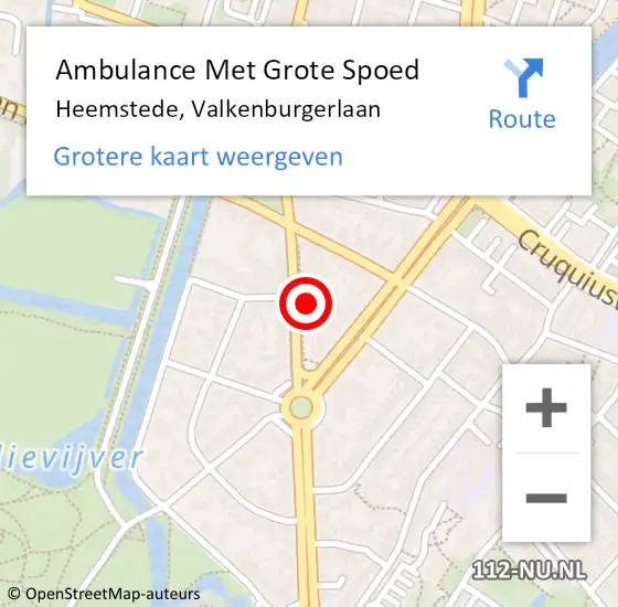 Locatie op kaart van de 112 melding: Ambulance Met Grote Spoed Naar Heemstede, Valkenburgerlaan op 4 juni 2023 23:22