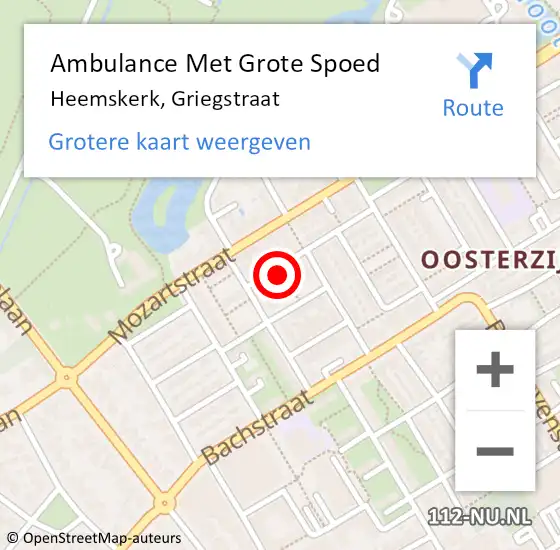 Locatie op kaart van de 112 melding: Ambulance Met Grote Spoed Naar Heemskerk, Griegstraat op 4 juni 2023 23:23