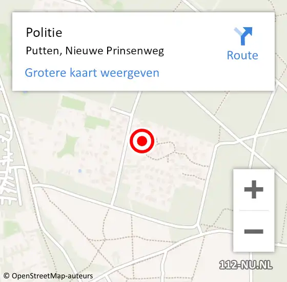 Locatie op kaart van de 112 melding: Politie Putten, Nieuwe Prinsenweg op 4 juni 2023 23:52