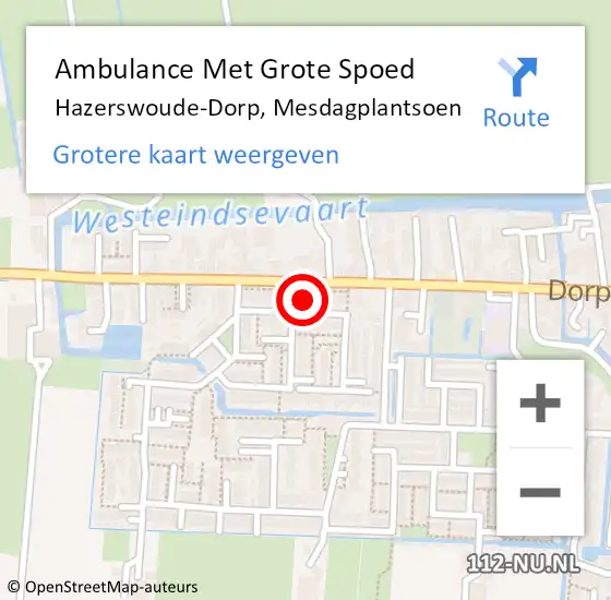 Locatie op kaart van de 112 melding: Ambulance Met Grote Spoed Naar Hazerswoude-Dorp, Mesdagplantsoen op 5 juni 2023 00:07