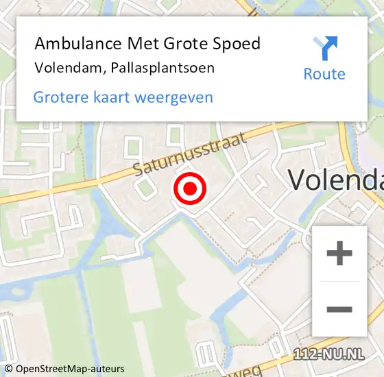 Locatie op kaart van de 112 melding: Ambulance Met Grote Spoed Naar Volendam, Pallasplantsoen op 5 juni 2023 00:12