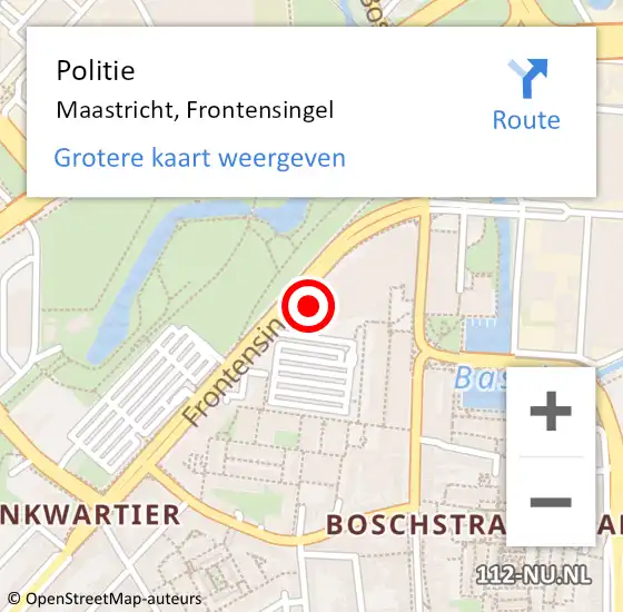 Locatie op kaart van de 112 melding: Politie Maastricht, Frontensingel op 5 juni 2023 00:40