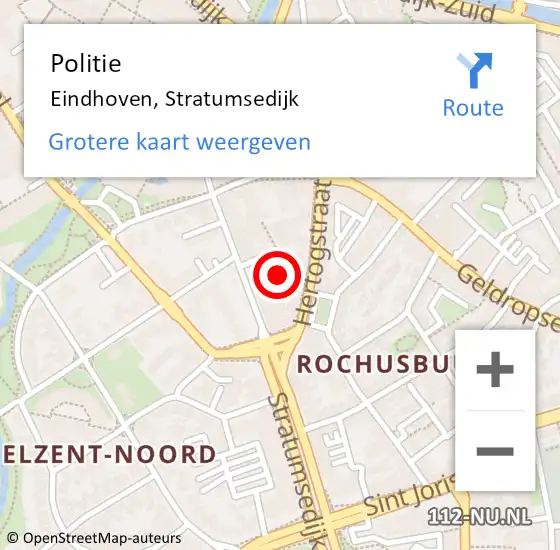 Locatie op kaart van de 112 melding: Politie Eindhoven, Stratumsedijk op 5 juni 2023 00:58