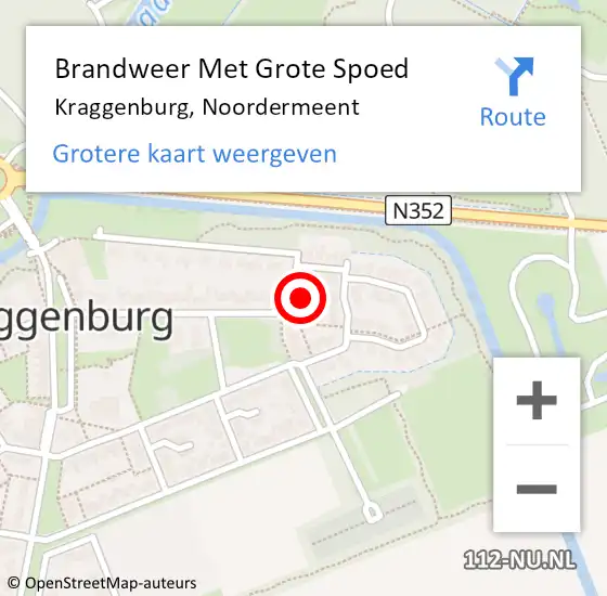 Locatie op kaart van de 112 melding: Brandweer Met Grote Spoed Naar Kraggenburg, Noordermeent op 5 juni 2023 01:02