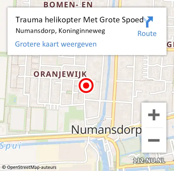 Locatie op kaart van de 112 melding: Trauma helikopter Met Grote Spoed Naar Numansdorp, Koninginneweg op 5 juni 2023 02:32