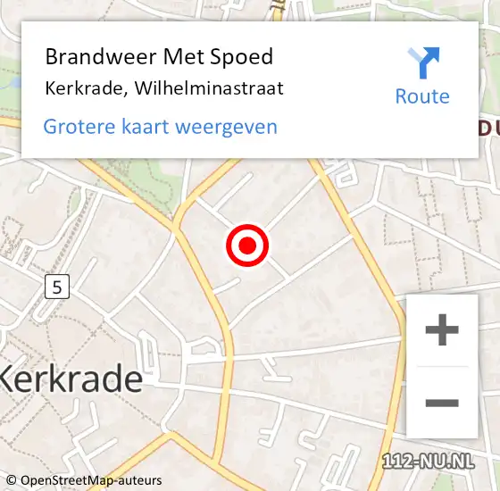 Locatie op kaart van de 112 melding: Brandweer Met Spoed Naar Kerkrade, Wilhelminastraat op 5 juni 2023 03:05