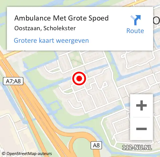 Locatie op kaart van de 112 melding: Ambulance Met Grote Spoed Naar Oostzaan, Scholekster op 5 juni 2023 03:47