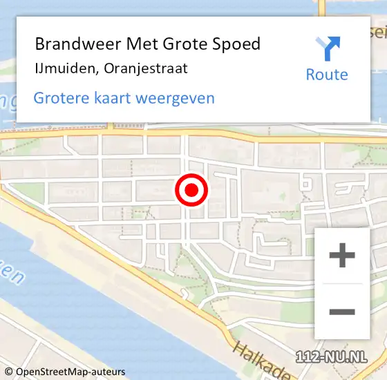 Locatie op kaart van de 112 melding: Brandweer Met Grote Spoed Naar IJmuiden, Oranjestraat op 5 juni 2023 03:51