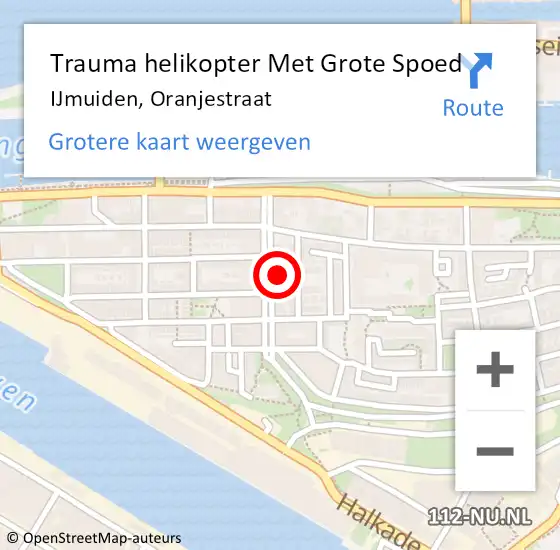 Locatie op kaart van de 112 melding: Trauma helikopter Met Grote Spoed Naar IJmuiden, Oranjestraat op 5 juni 2023 03:55